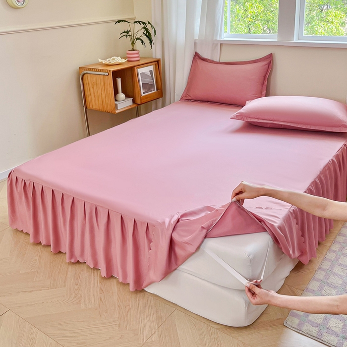 91家纺网 家纺一手货源 找家纺 恬澳家纺 2025新款外贸跨境电商亚马逊速卖通亲肤磨毛床裙欧美尺寸多多跨境平台TEMU希音虾皮 简系列-豆沙