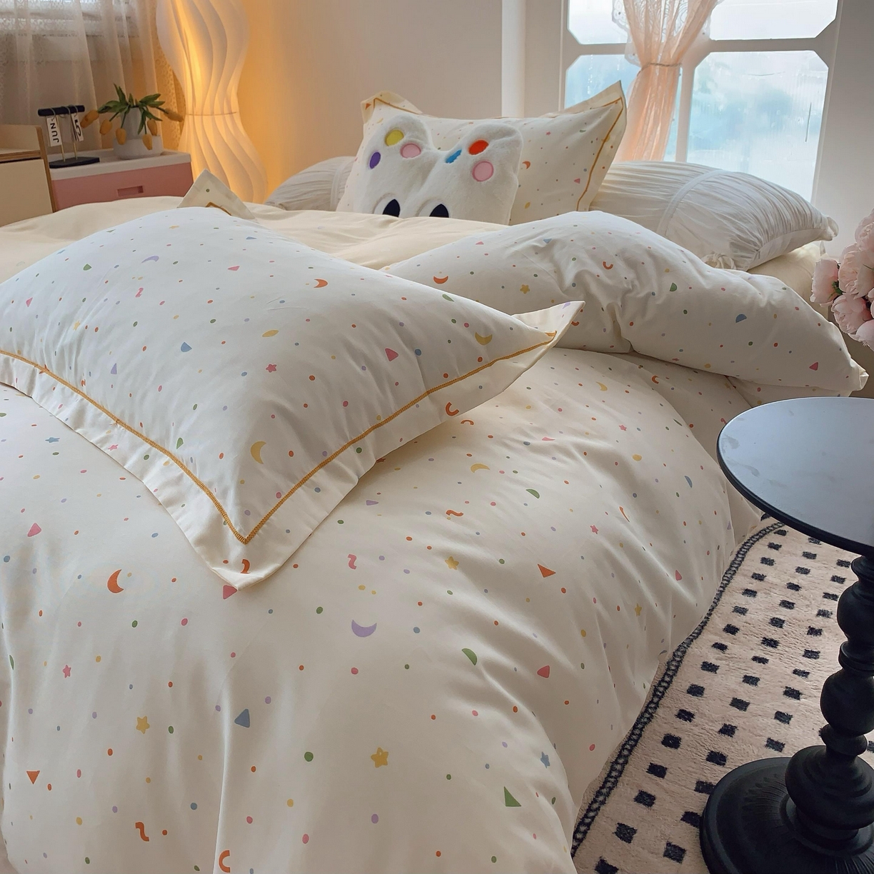 91家纺网 家纺一手货源 找家纺 莱豫家纺 2025春夏新款亲肤舒适小清新印花全棉纯棉四件套-第二批 星星点灯