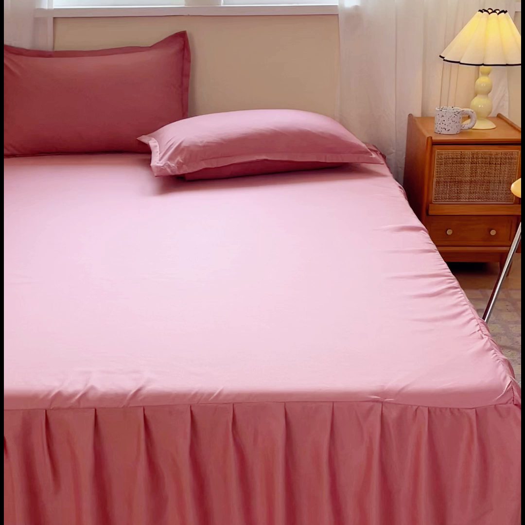 91家纺网 家纺一手货源 找家纺 恬澳家纺 2025新款外贸跨境电商亚马逊速卖通亲肤磨毛床裙欧美尺寸多多跨境平台TEMU希音虾皮 简系列-豆沙