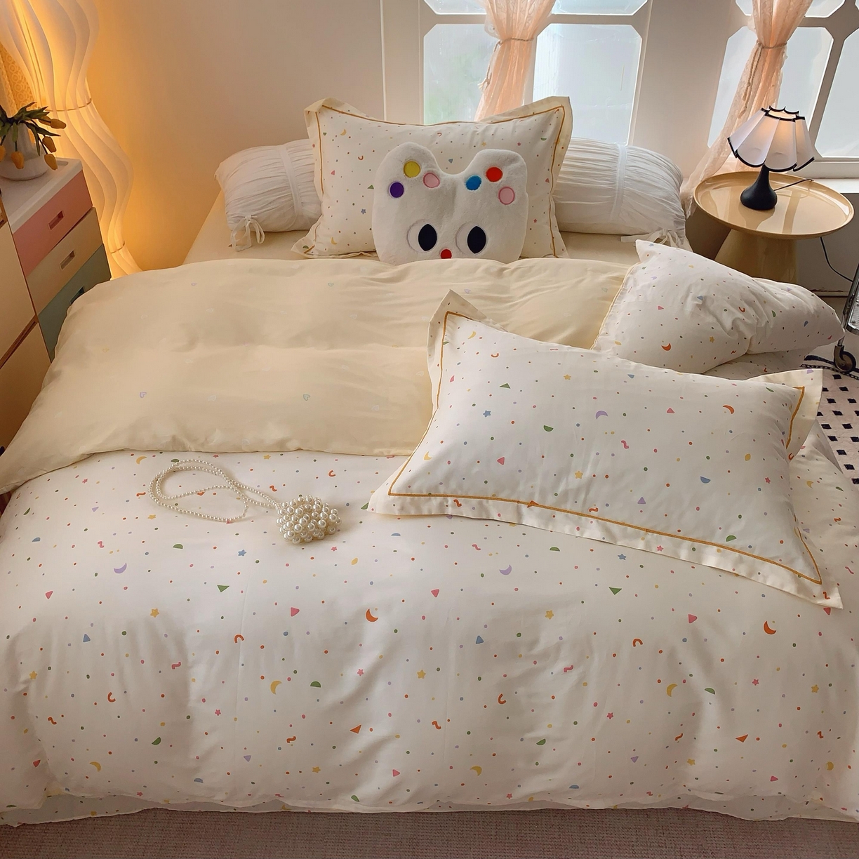 91家纺网 家纺一手货源 找家纺 莱豫家纺 2025春夏新款亲肤舒适小清新印花全棉纯棉四件套-第二批 星星点灯