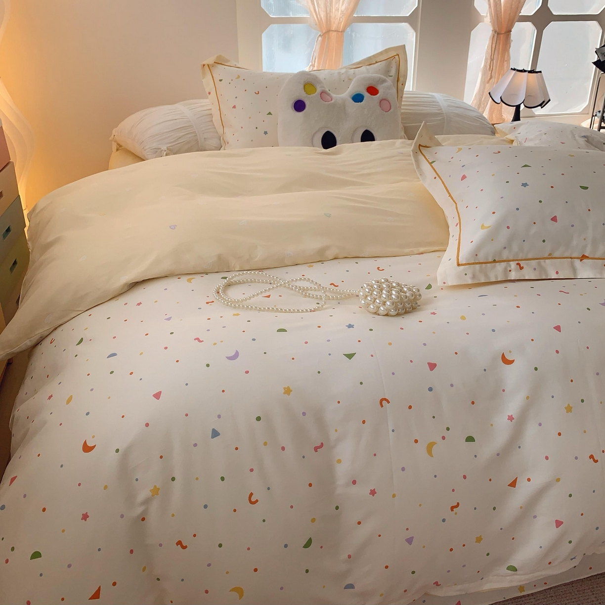 91家纺网 家纺一手货源 找家纺 莱豫家纺 2025春夏新款亲肤舒适小清新印花全棉纯棉四件套-第二批 星星点灯