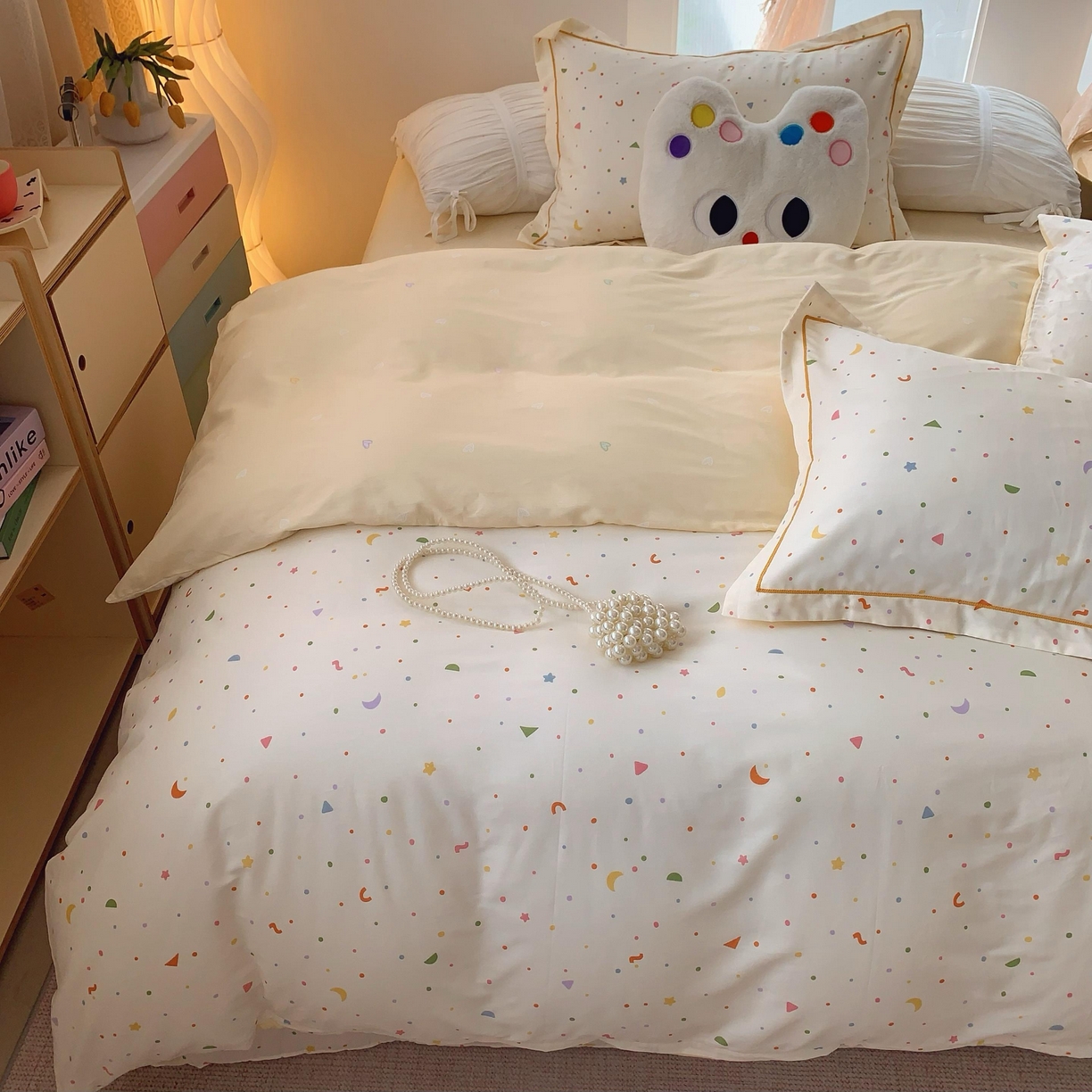 91家纺网 家纺一手货源 找家纺 莱豫家纺 2025春夏新款亲肤舒适小清新印花全棉纯棉四件套-第二批 星星点灯