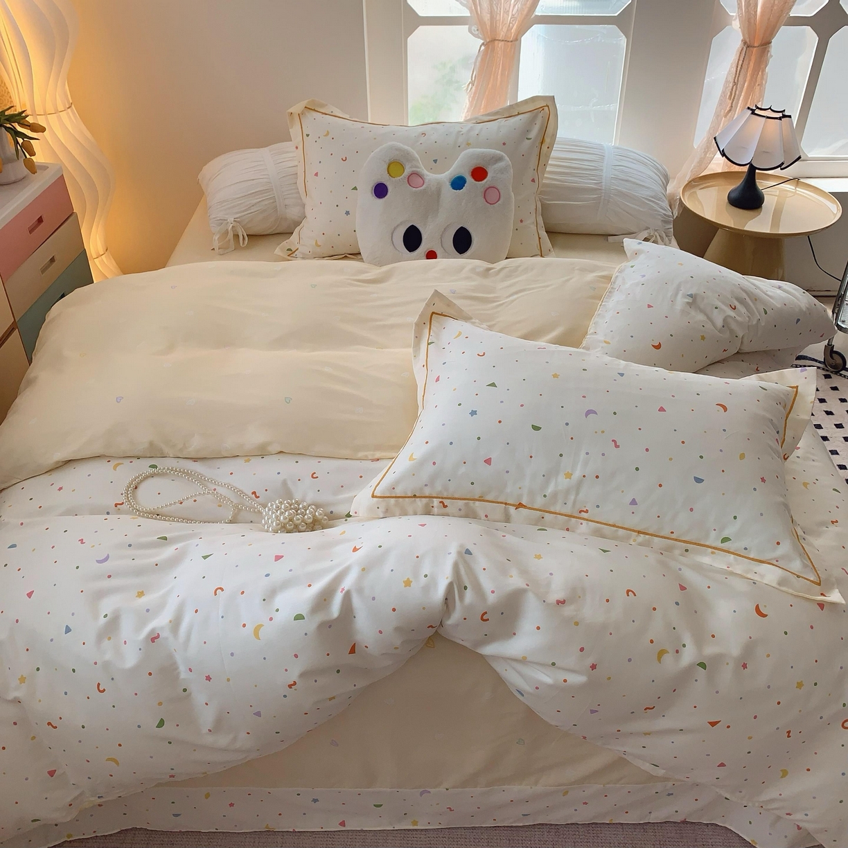 91家纺网 家纺一手货源 找家纺 莱豫家纺 2025春夏新款亲肤舒适小清新印花全棉纯棉四件套-第二批 星星点灯