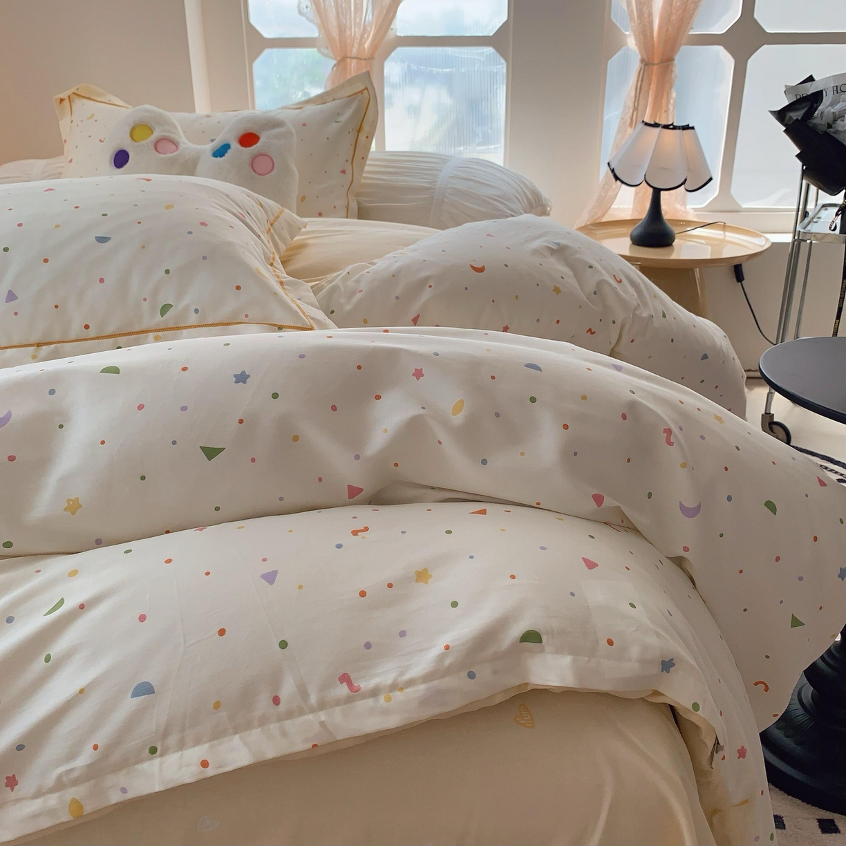 91家纺网 家纺一手货源 找家纺 莱豫家纺 2025春夏新款亲肤舒适小清新印花全棉纯棉四件套-第二批 星星点灯