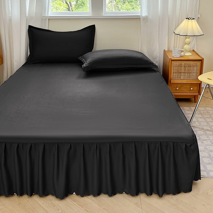 91家纺网 家纺一手货源 找家纺 恬澳家纺 2025新款外贸跨境电商亚马逊速卖通亲肤磨毛床裙欧美尺寸多多跨境平台TEMU希音虾皮 简系列-黑