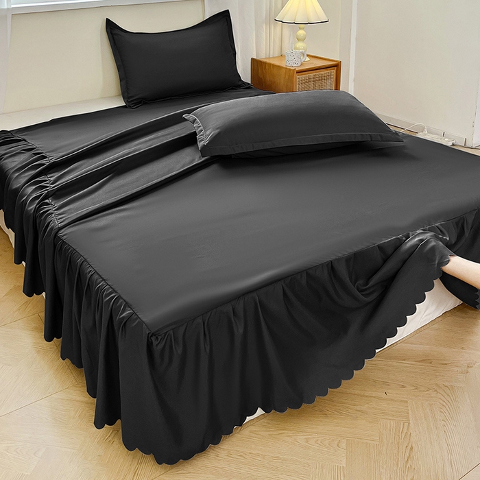 91家纺网 家纺一手货源 找家纺 恬澳家纺 2025新款外贸跨境电商亚马逊速卖通亲肤磨毛床裙欧美尺寸多多跨境平台TEMU希音虾皮 简系列-黑