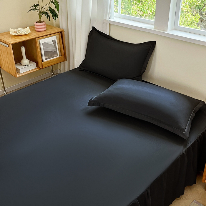 91家纺网 家纺一手货源 找家纺 恬澳家纺 2025新款外贸跨境电商亚马逊速卖通亲肤磨毛床裙欧美尺寸多多跨境平台TEMU希音虾皮 简系列-黑