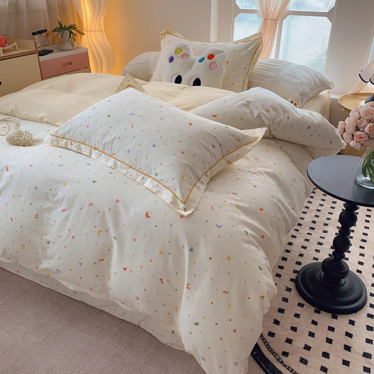 91家纺网 家纺一手货源 找家纺 莱豫家纺 2025春夏新款亲肤舒适小清新印花全棉纯棉四件套-第二批 星星点灯