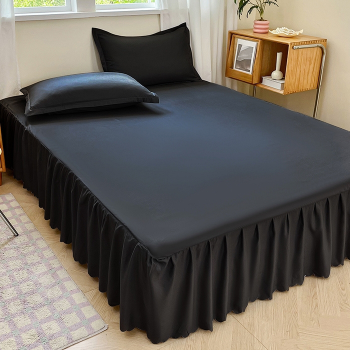 91家纺网 家纺一手货源 找家纺 恬澳家纺 2025新款外贸跨境电商亚马逊速卖通亲肤磨毛床裙欧美尺寸多多跨境平台TEMU希音虾皮 简系列-黑