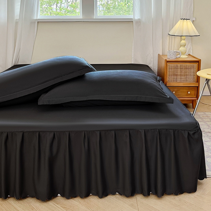 91家纺网 家纺一手货源 找家纺 恬澳家纺 2025新款外贸跨境电商亚马逊速卖通亲肤磨毛床裙欧美尺寸多多跨境平台TEMU希音虾皮 简系列-黑