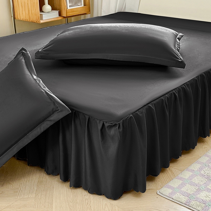 91家纺网 家纺一手货源 找家纺 恬澳家纺 2025新款外贸跨境电商亚马逊速卖通亲肤磨毛床裙欧美尺寸多多跨境平台TEMU希音虾皮 简系列-黑