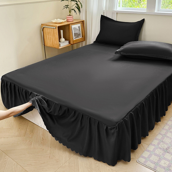 91家纺网 家纺一手货源 找家纺 恬澳家纺 2025新款外贸跨境电商亚马逊速卖通亲肤磨毛床裙欧美尺寸多多跨境平台TEMU希音虾皮 简系列-黑