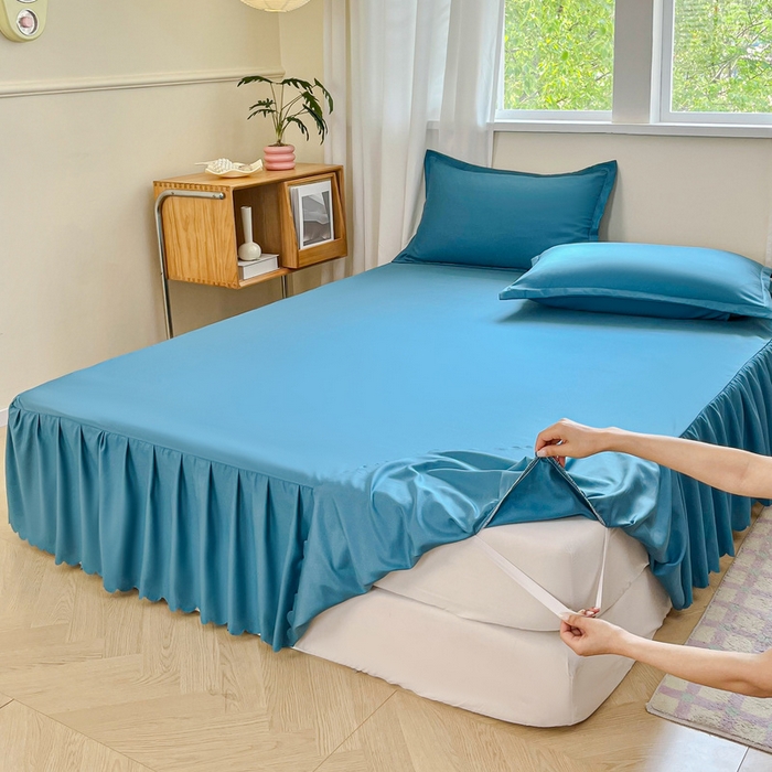 91家纺网 家纺一手货源 找家纺 恬澳家纺 2025新款外贸跨境电商亚马逊速卖通亲肤磨毛床裙欧美尺寸多多跨境平台TEMU希音虾皮 简系列-蓝