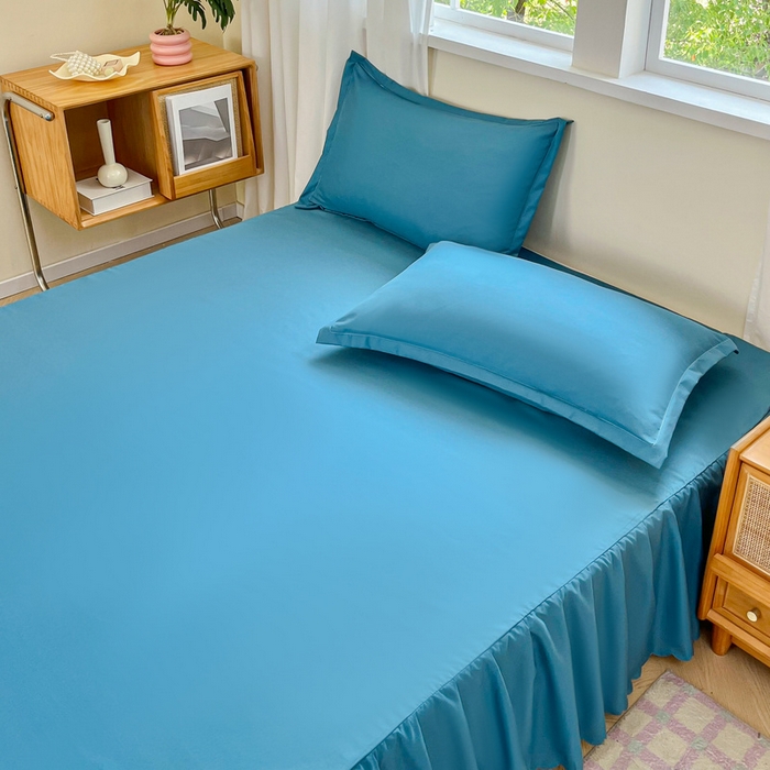 91家纺网 家纺一手货源 找家纺 恬澳家纺 2025新款外贸跨境电商亚马逊速卖通亲肤磨毛床裙欧美尺寸多多跨境平台TEMU希音虾皮 简系列-蓝