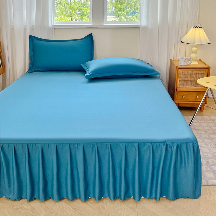 91家纺网 家纺一手货源 找家纺 恬澳家纺 2025新款外贸跨境电商亚马逊速卖通亲肤磨毛床裙欧美尺寸多多跨境平台TEMU希音虾皮 简系列-蓝