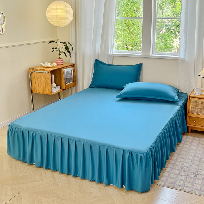 91家纺网 家纺一手货源 找家纺 恬澳家纺 2025新款外贸跨境电商亚马逊速卖通亲肤磨毛床裙欧美尺寸多多跨境平台TEMU希音虾皮 简系列-蓝