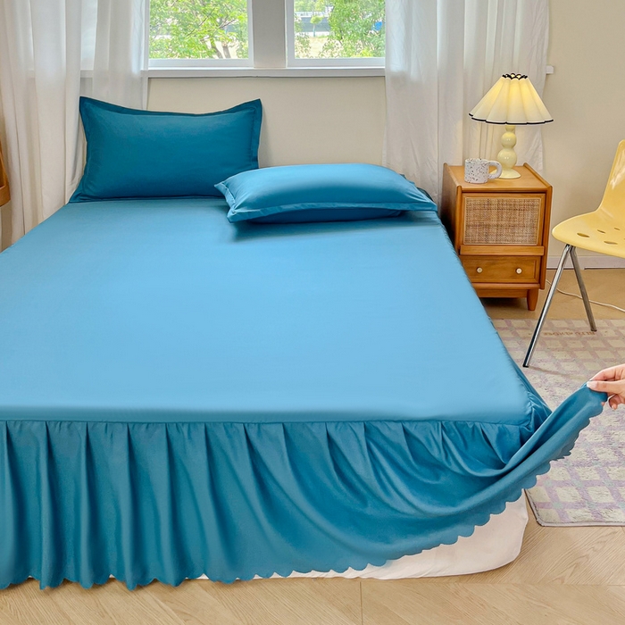 91家纺网 家纺一手货源 找家纺 恬澳家纺 2025新款外贸跨境电商亚马逊速卖通亲肤磨毛床裙欧美尺寸多多跨境平台TEMU希音虾皮 简系列-蓝