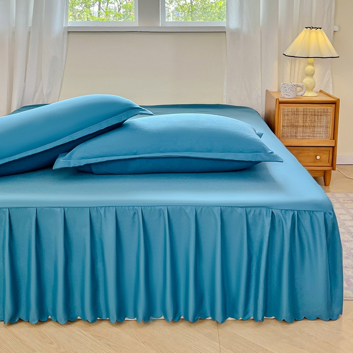 91家纺网 家纺一手货源 找家纺 恬澳家纺 2025新款外贸跨境电商亚马逊速卖通亲肤磨毛床裙欧美尺寸多多跨境平台TEMU希音虾皮 简系列-蓝