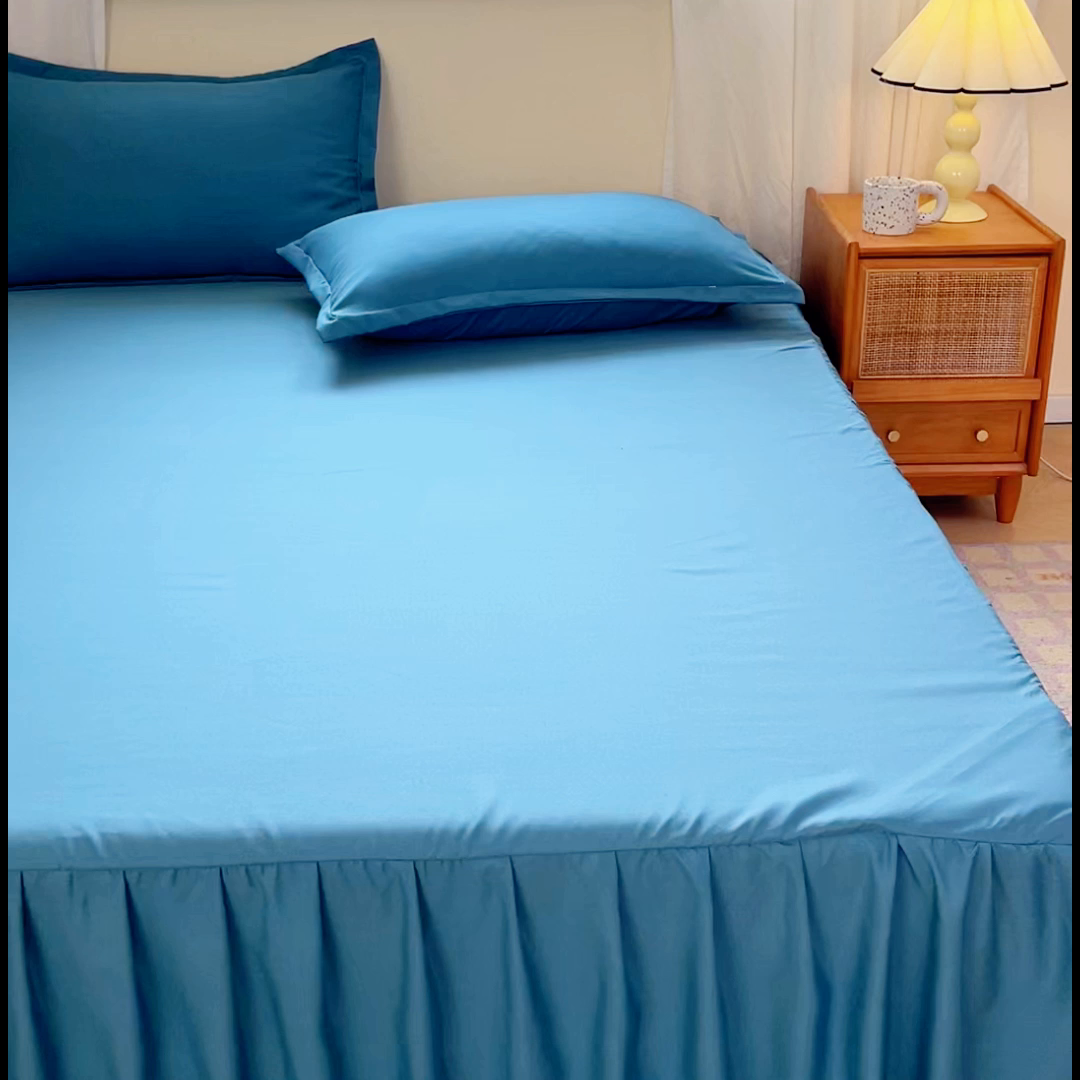 91家纺网 家纺一手货源 找家纺 恬澳家纺 2025新款外贸跨境电商亚马逊速卖通亲肤磨毛床裙欧美尺寸多多跨境平台TEMU希音虾皮 简系列-蓝