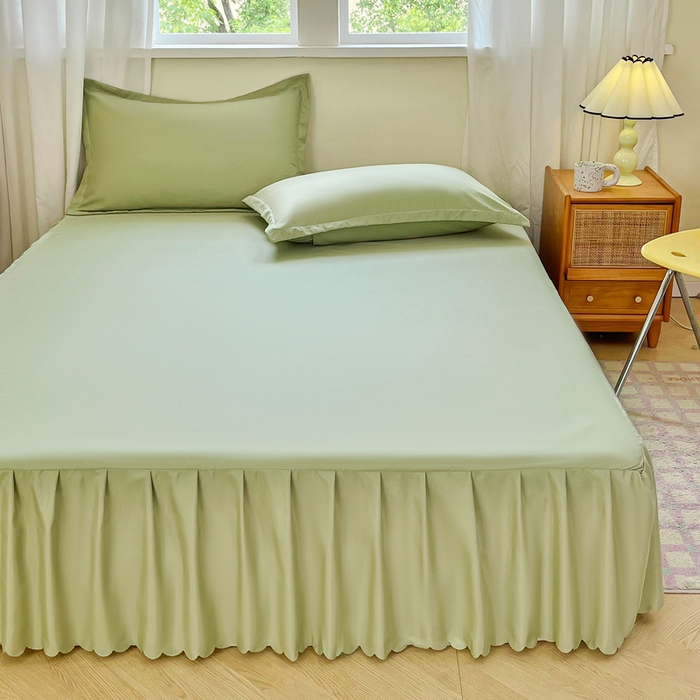 91家纺网 家纺一手货源 找家纺 恬澳家纺 2025新款外贸跨境电商亚马逊速卖通亲肤磨毛床裙欧美尺寸多多跨境平台TEMU希音虾皮 简系列-绿