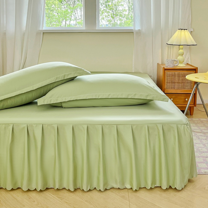 91家纺网 家纺一手货源 找家纺 恬澳家纺 2025新款外贸跨境电商亚马逊速卖通亲肤磨毛床裙欧美尺寸多多跨境平台TEMU希音虾皮 简系列-绿