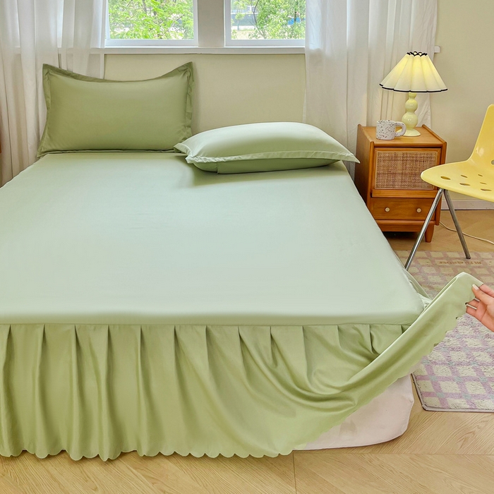 91家纺网 家纺一手货源 找家纺 恬澳家纺 2025新款外贸跨境电商亚马逊速卖通亲肤磨毛床裙欧美尺寸多多跨境平台TEMU希音虾皮 简系列-绿