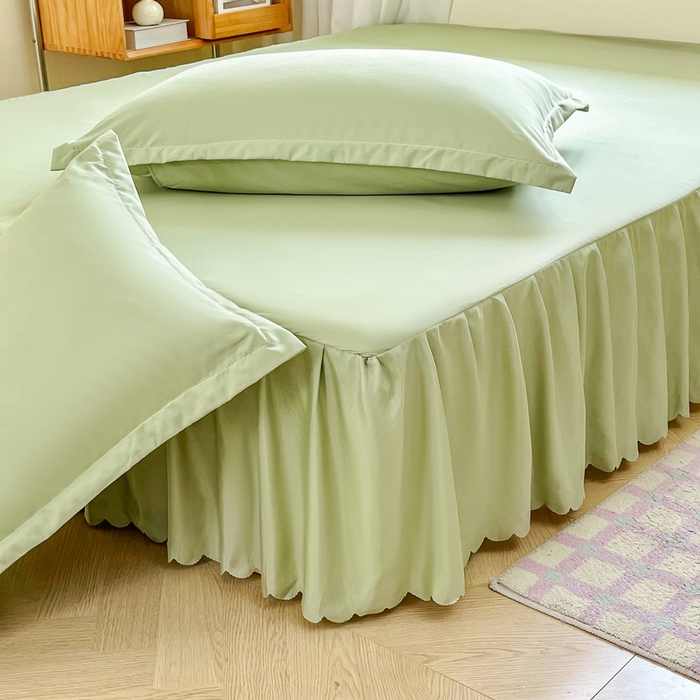 91家纺网 家纺一手货源 找家纺 恬澳家纺 2025新款外贸跨境电商亚马逊速卖通亲肤磨毛床裙欧美尺寸多多跨境平台TEMU希音虾皮 简系列-绿