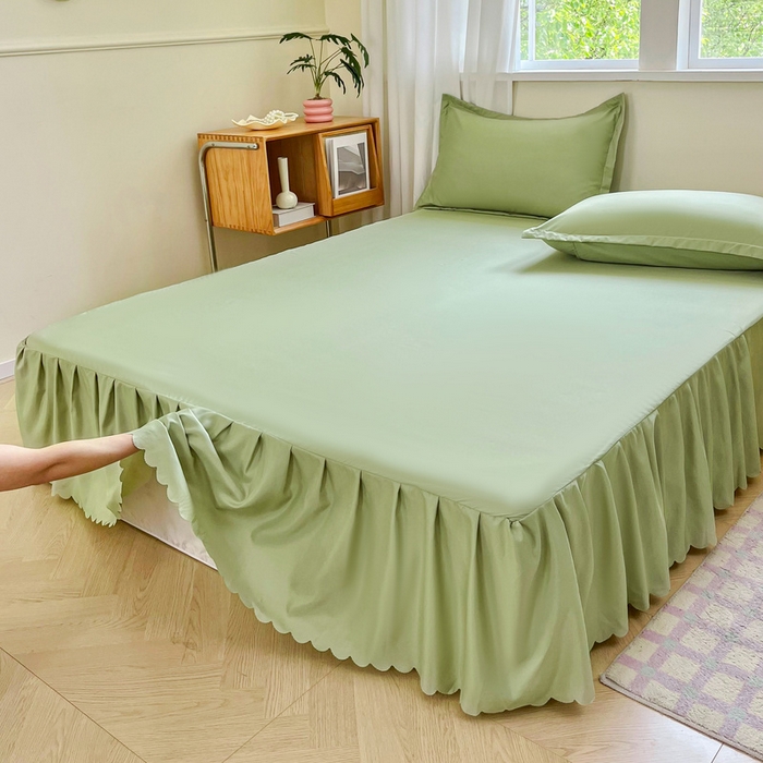 91家纺网 家纺一手货源 找家纺 恬澳家纺 2025新款外贸跨境电商亚马逊速卖通亲肤磨毛床裙欧美尺寸多多跨境平台TEMU希音虾皮 简系列-绿