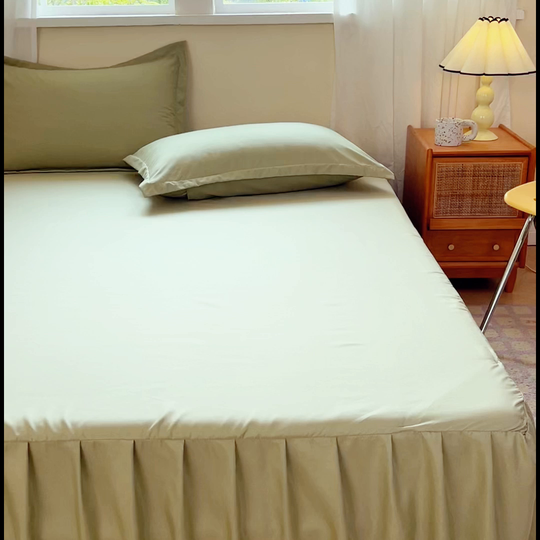 91家纺网 家纺一手货源 找家纺 恬澳家纺 2025新款外贸跨境电商亚马逊速卖通亲肤磨毛床裙欧美尺寸多多跨境平台TEMU希音虾皮 简系列-绿