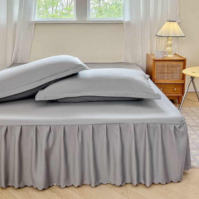 91家纺网 家纺一手货源 找家纺 恬澳家纺 2025新款外贸跨境电商亚马逊速卖通亲肤磨毛床裙欧美尺寸多多跨境平台TEMU希音虾皮 简系列-浅灰