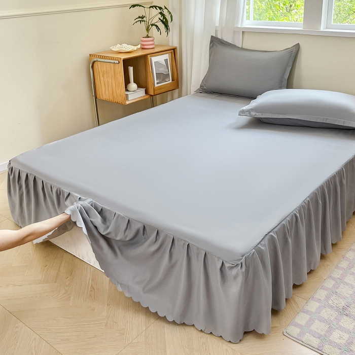 91家纺网 家纺一手货源 找家纺 恬澳家纺 2025新款外贸跨境电商亚马逊速卖通亲肤磨毛床裙欧美尺寸多多跨境平台TEMU希音虾皮 简系列-浅灰