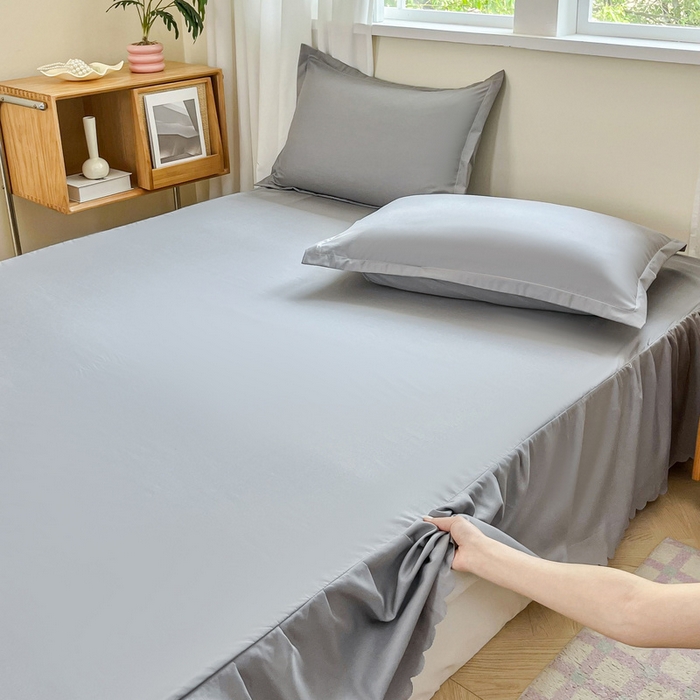 91家纺网 家纺一手货源 找家纺 恬澳家纺 2025新款外贸跨境电商亚马逊速卖通亲肤磨毛床裙欧美尺寸多多跨境平台TEMU希音虾皮 简系列-浅灰