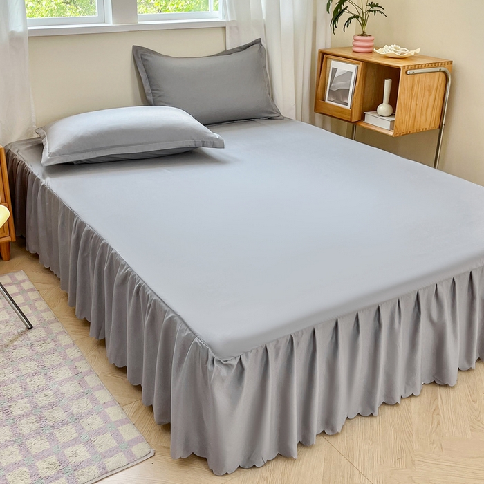 91家纺网 家纺一手货源 找家纺 恬澳家纺 2025新款外贸跨境电商亚马逊速卖通亲肤磨毛床裙欧美尺寸多多跨境平台TEMU希音虾皮 简系列-浅灰