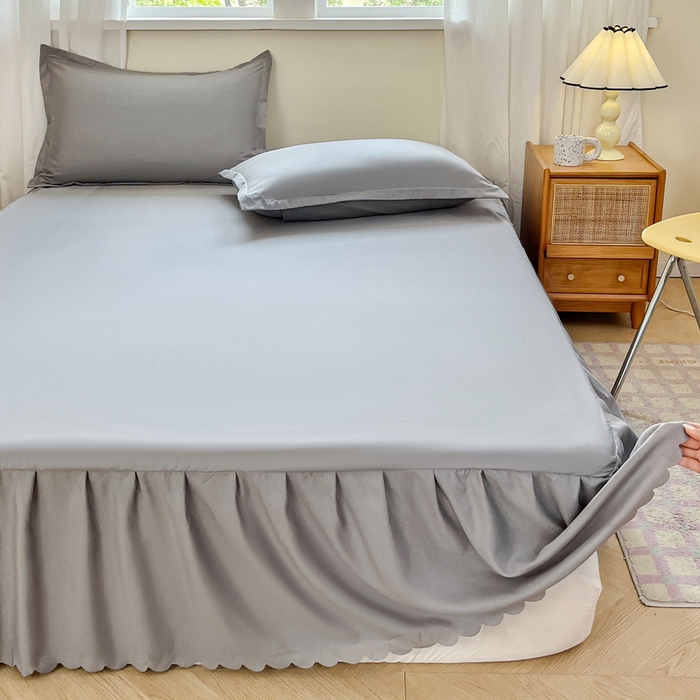 91家纺网 家纺一手货源 找家纺 恬澳家纺 2025新款外贸跨境电商亚马逊速卖通亲肤磨毛床裙欧美尺寸多多跨境平台TEMU希音虾皮 简系列-浅灰