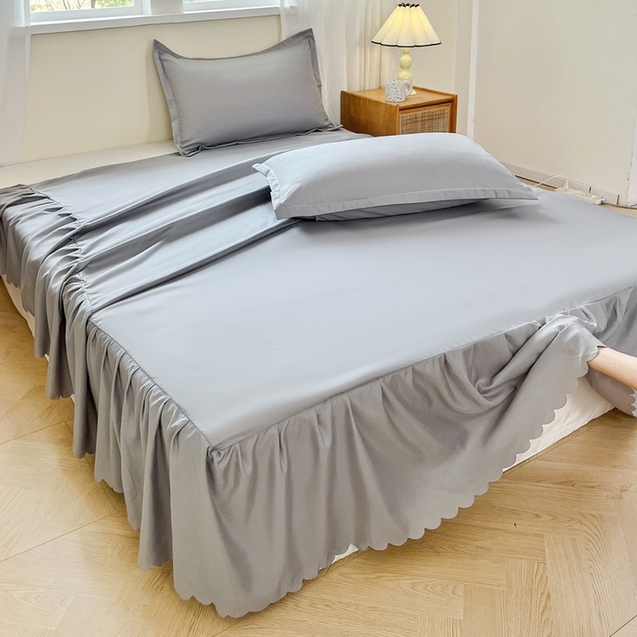 91家纺网 家纺一手货源 找家纺 恬澳家纺 2025新款外贸跨境电商亚马逊速卖通亲肤磨毛床裙欧美尺寸多多跨境平台TEMU希音虾皮 简系列-浅灰