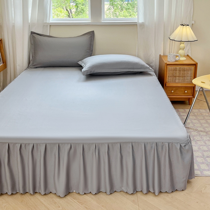 91家纺网 家纺一手货源 找家纺 恬澳家纺 2025新款外贸跨境电商亚马逊速卖通亲肤磨毛床裙欧美尺寸多多跨境平台TEMU希音虾皮 简系列-浅灰