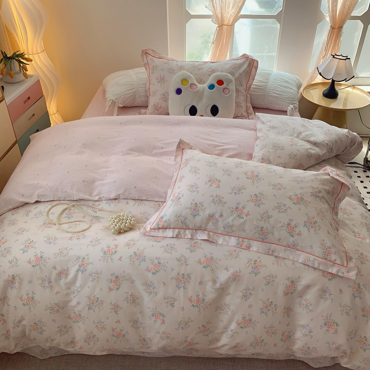 91家纺网 家纺一手货源 找家纺 莱豫家纺 2025春夏新款亲肤舒适小清新印花全棉纯棉四件套-第二批 樱花岛屿