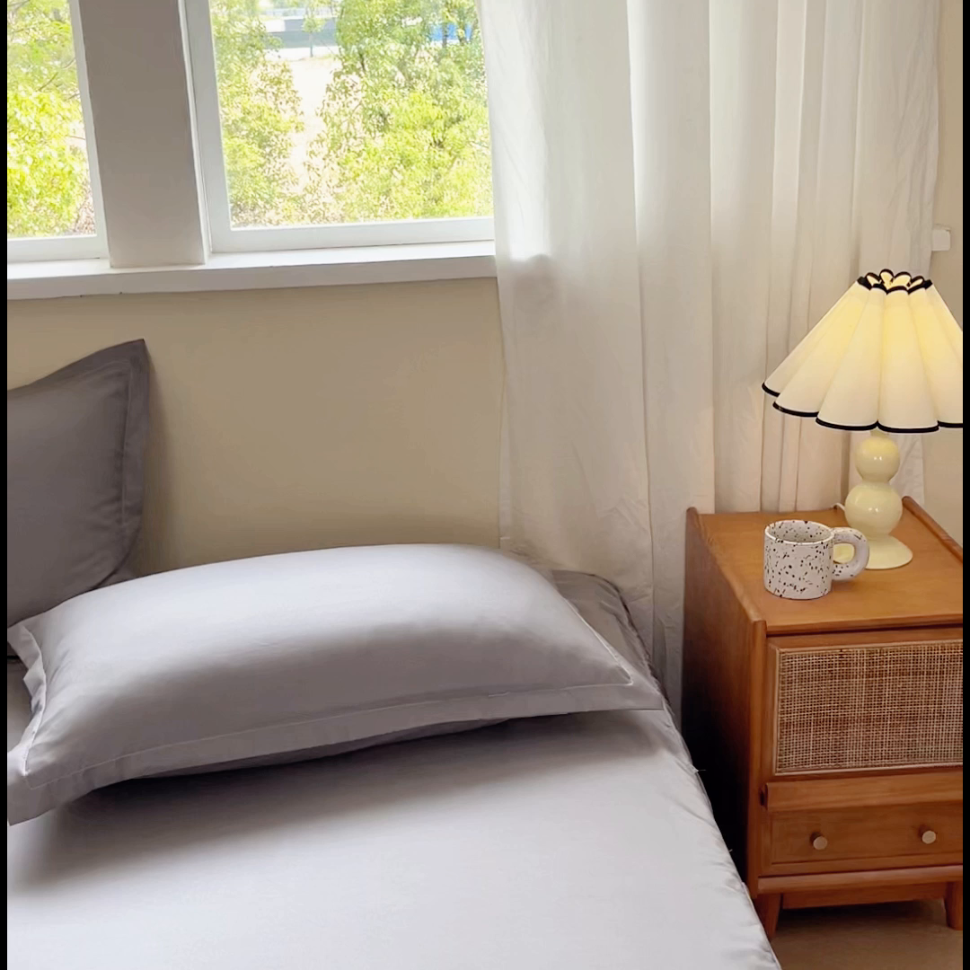 91家纺网 家纺一手货源 找家纺 恬澳家纺 2025新款外贸跨境电商亚马逊速卖通亲肤磨毛床裙欧美尺寸多多跨境平台TEMU希音虾皮 简系列-浅灰