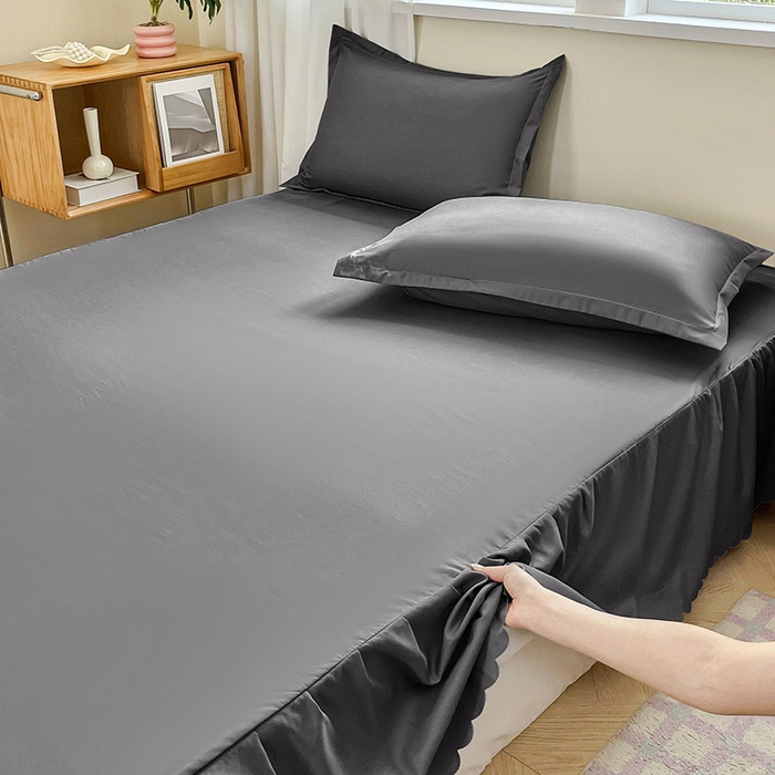 91家纺网 家纺一手货源 找家纺 恬澳家纺 2025新款外贸跨境电商亚马逊速卖通亲肤磨毛床裙欧美尺寸多多跨境平台TEMU希音虾皮 简系列-深灰