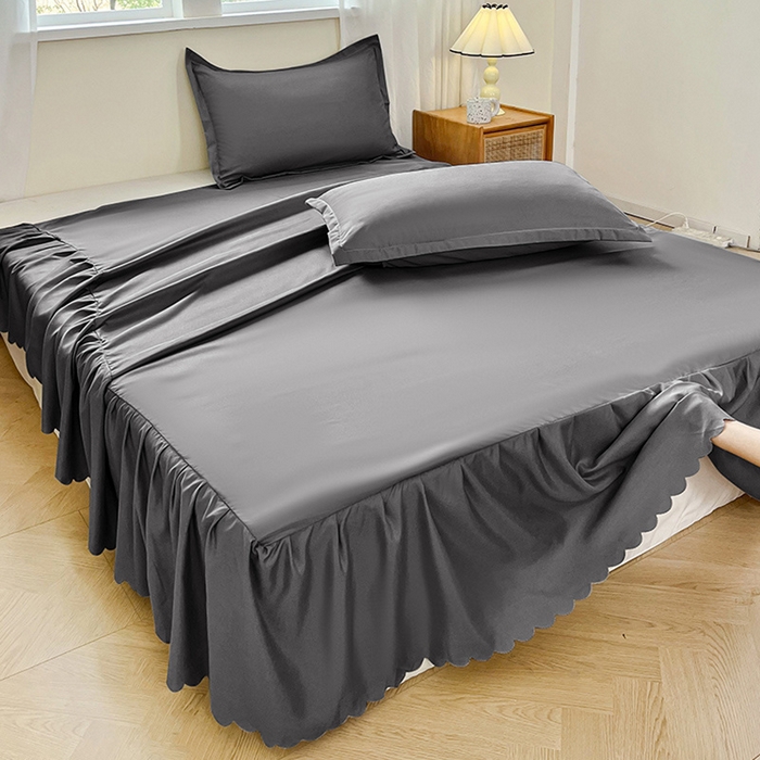 91家纺网 家纺一手货源 找家纺 恬澳家纺 2025新款外贸跨境电商亚马逊速卖通亲肤磨毛床裙欧美尺寸多多跨境平台TEMU希音虾皮 简系列-深灰