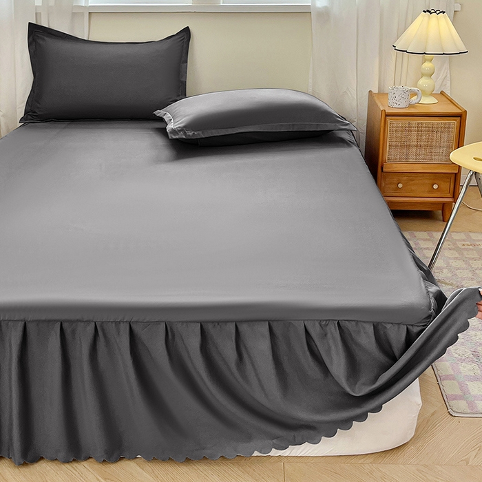 91家纺网 家纺一手货源 找家纺 恬澳家纺 2025新款外贸跨境电商亚马逊速卖通亲肤磨毛床裙欧美尺寸多多跨境平台TEMU希音虾皮 简系列-深灰