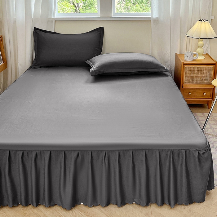 91家纺网 家纺一手货源 找家纺 恬澳家纺 2025新款外贸跨境电商亚马逊速卖通亲肤磨毛床裙欧美尺寸多多跨境平台TEMU希音虾皮 简系列-深灰