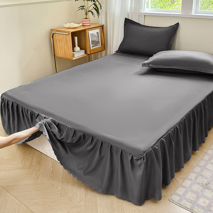 91家纺网 家纺一手货源 找家纺 恬澳家纺 2025新款外贸跨境电商亚马逊速卖通亲肤磨毛床裙欧美尺寸多多跨境平台TEMU希音虾皮 简系列-深灰