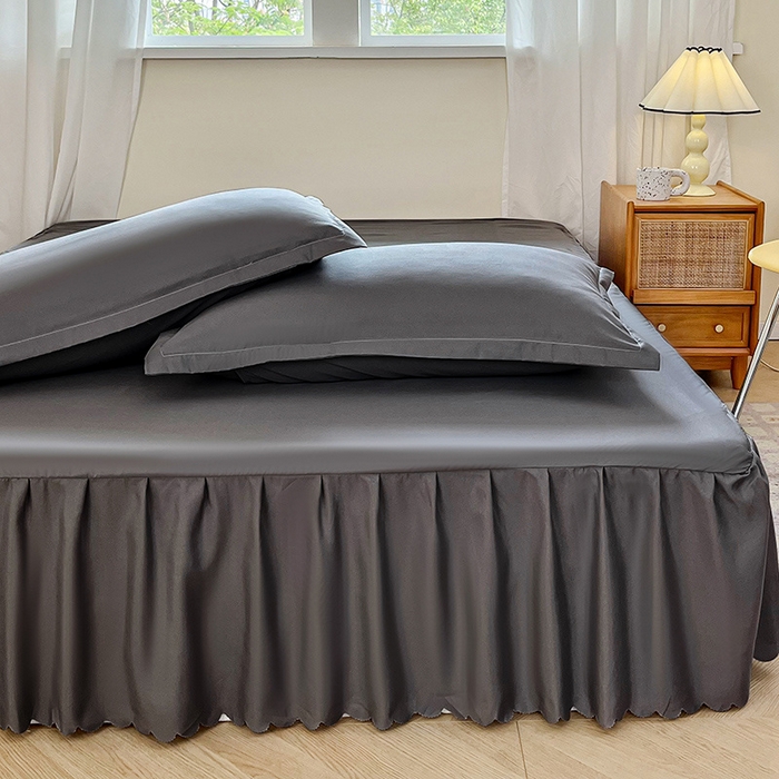 91家纺网 家纺一手货源 找家纺 恬澳家纺 2025新款外贸跨境电商亚马逊速卖通亲肤磨毛床裙欧美尺寸多多跨境平台TEMU希音虾皮 简系列-深灰