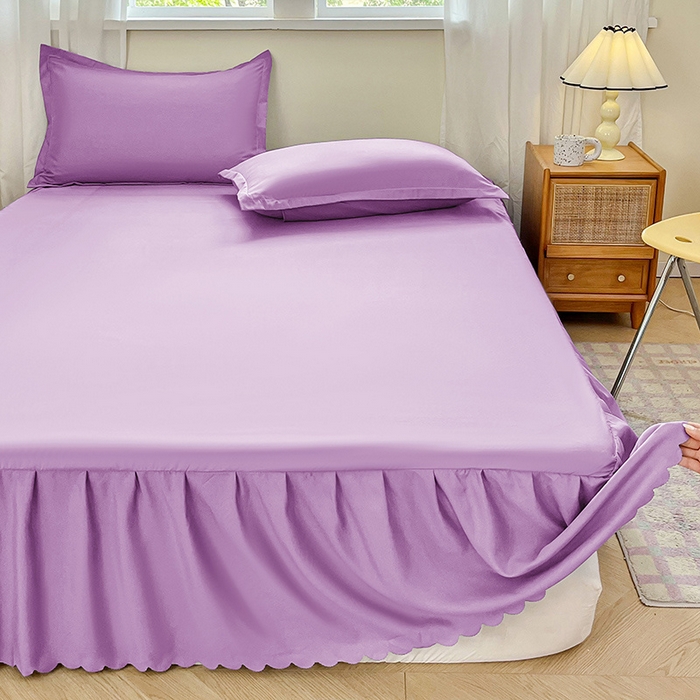 91家纺网 家纺一手货源 找家纺 恬澳家纺 2025新款外贸跨境电商亚马逊速卖通亲肤磨毛床裙欧美尺寸多多跨境平台TEMU希音虾皮 简系列-紫