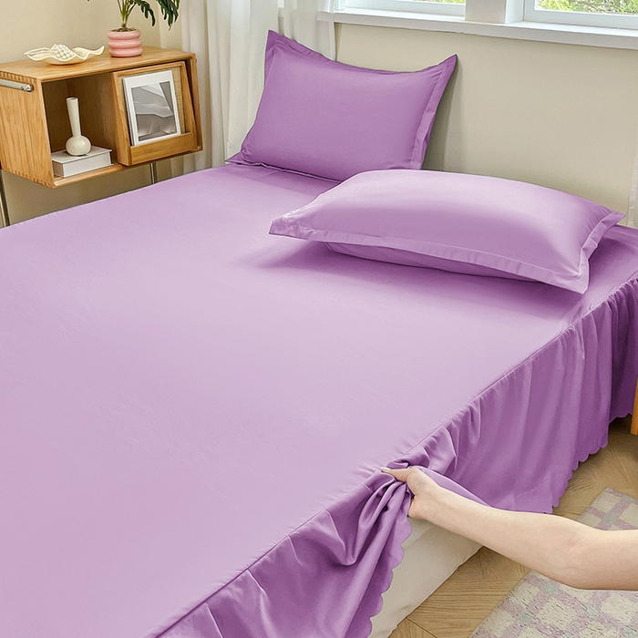 91家纺网 家纺一手货源 找家纺 恬澳家纺 2025新款外贸跨境电商亚马逊速卖通亲肤磨毛床裙欧美尺寸多多跨境平台TEMU希音虾皮 简系列-紫