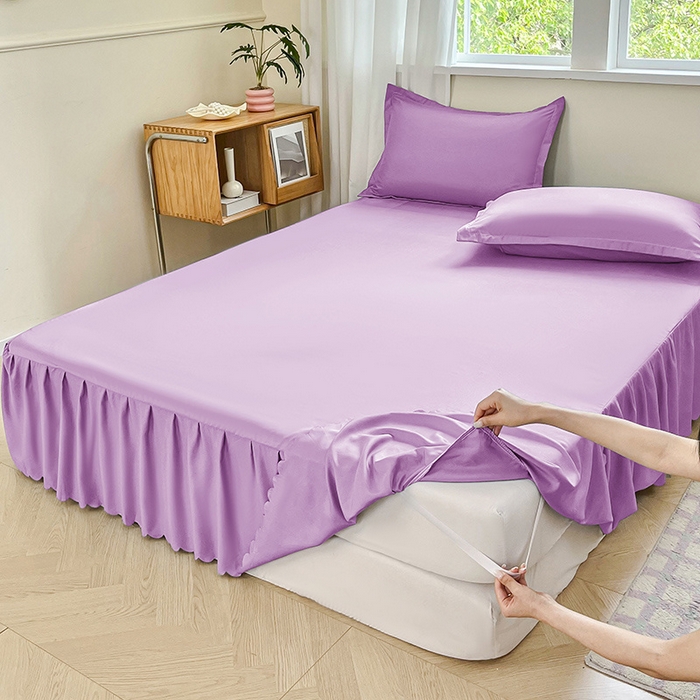 91家纺网 家纺一手货源 找家纺 恬澳家纺 2025新款外贸跨境电商亚马逊速卖通亲肤磨毛床裙欧美尺寸多多跨境平台TEMU希音虾皮 简系列-紫