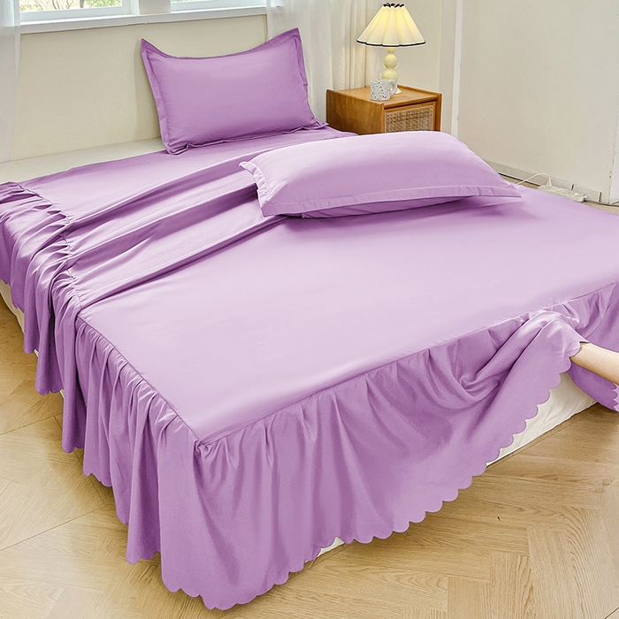 91家纺网 家纺一手货源 找家纺 恬澳家纺 2025新款外贸跨境电商亚马逊速卖通亲肤磨毛床裙欧美尺寸多多跨境平台TEMU希音虾皮 简系列-紫