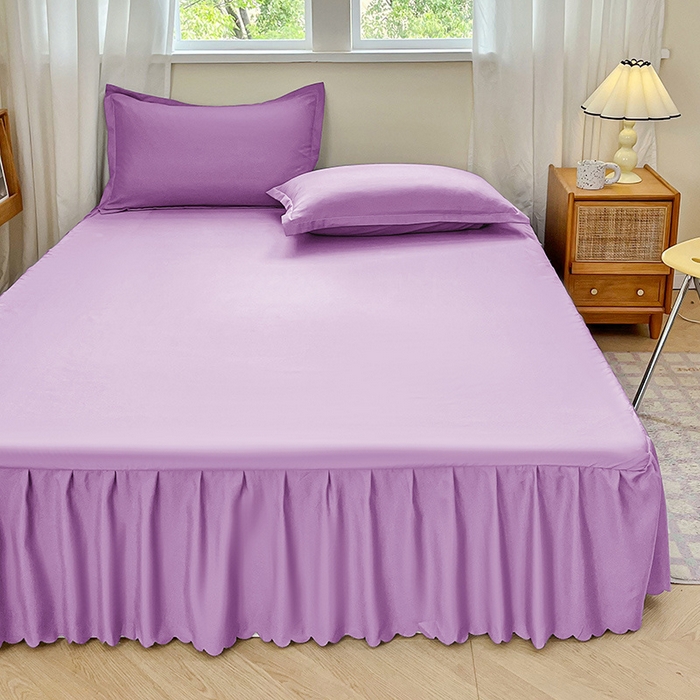 91家纺网 家纺一手货源 找家纺 恬澳家纺 2025新款外贸跨境电商亚马逊速卖通亲肤磨毛床裙欧美尺寸多多跨境平台TEMU希音虾皮 简系列-紫