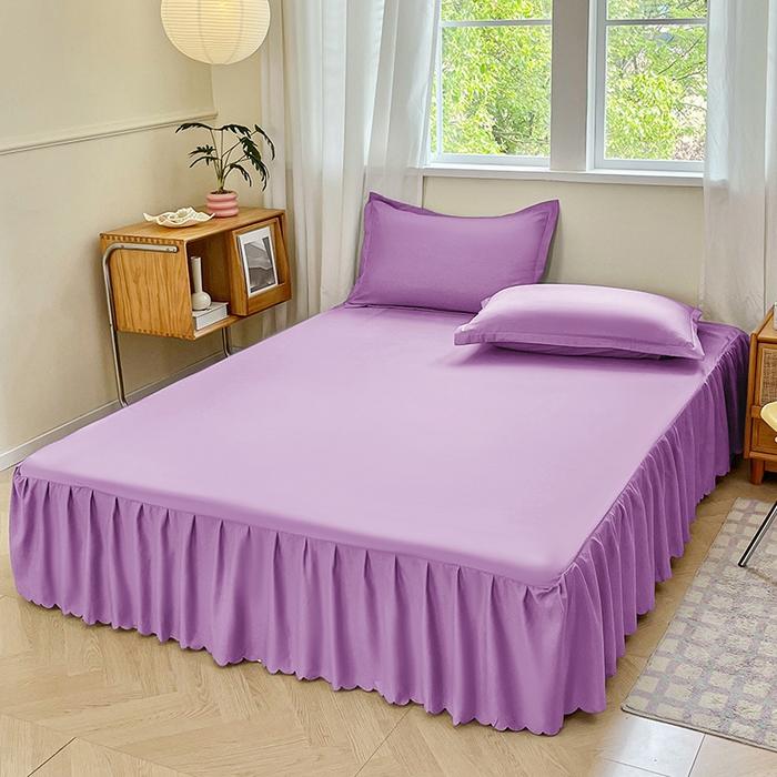 91家纺网 家纺一手货源 找家纺 恬澳家纺 2025新款外贸跨境电商亚马逊速卖通亲肤磨毛床裙欧美尺寸多多跨境平台TEMU希音虾皮 简系列-紫